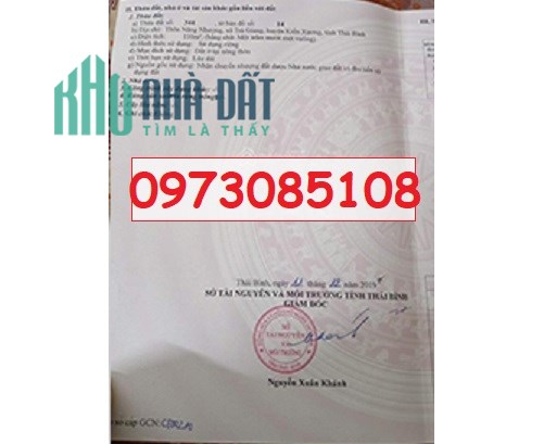 Chính chủ bán Đất đấu giá tại xã Trà Giang, Kiến Xương, Thái Bình; 6tr/m2; 0973085108