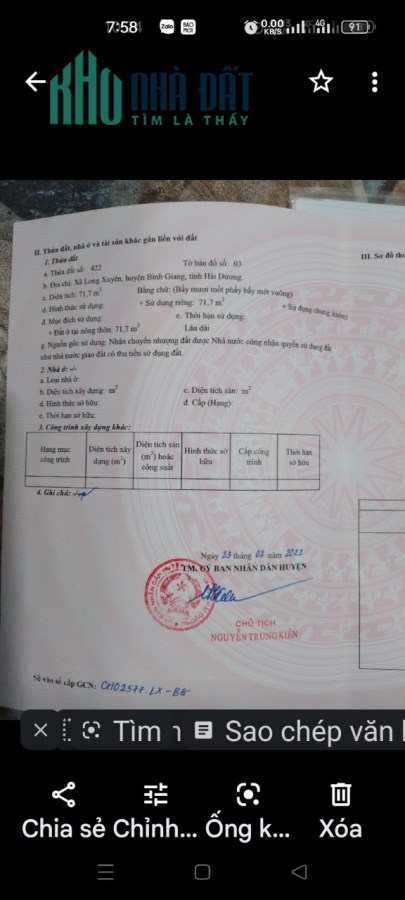 Cần tiền bán GẤP lô đất Thổ cư tại Bá Thủy, Bình Giang, Hải Dương, Giá tốt