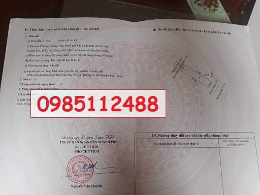 Chính chủ bán đất vị trí đẹp tại P.Hoàng Tiến, TP.Chí Linh, Hải Dương; 1,85 tỷ; 0985112488
