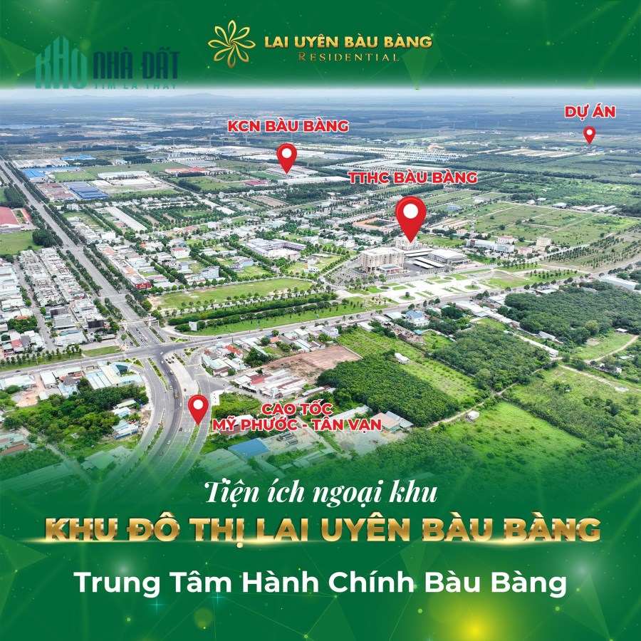 Đất Nền Sổ Sẵn Giá Đầu Tư  Khu Đô Thị Bàu Bàng-Bình Dương 5x20m2 cách QL31 500m