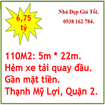 110m2-Lô Góc- Thạnh Mỹ Lợi-Quận 2-HXT quay đầu-Gần MT-Giá 6.75 tỷ