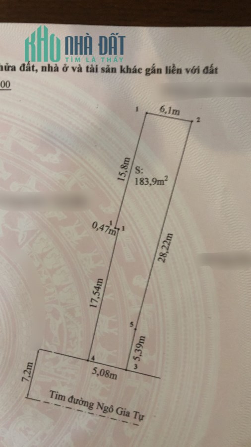 Bán nhà mặt đường Ngô Gia Tự, đoạn đẹp nhất, giá chưa tới 100tr/m2