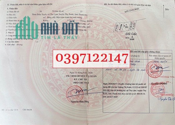 Chính chủ bán nhanh lô đất đẹp tại mặt QL47, TT Sao Vàng, Thọ Xuân; 14tr/m2; 0397122147