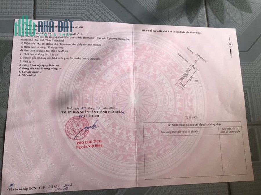 Chính chủ cần bán đất KV5 Hương Sơ, TP Huế, Tỉnh Thừa Thiên Huế