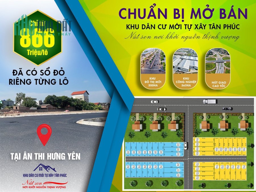 CHỈ CẦN 866TR ĐÃ SỞ HỮU 80M2 GẦN NÚT GIAO CAO TỐC TÂN PHÚC ÂN THI