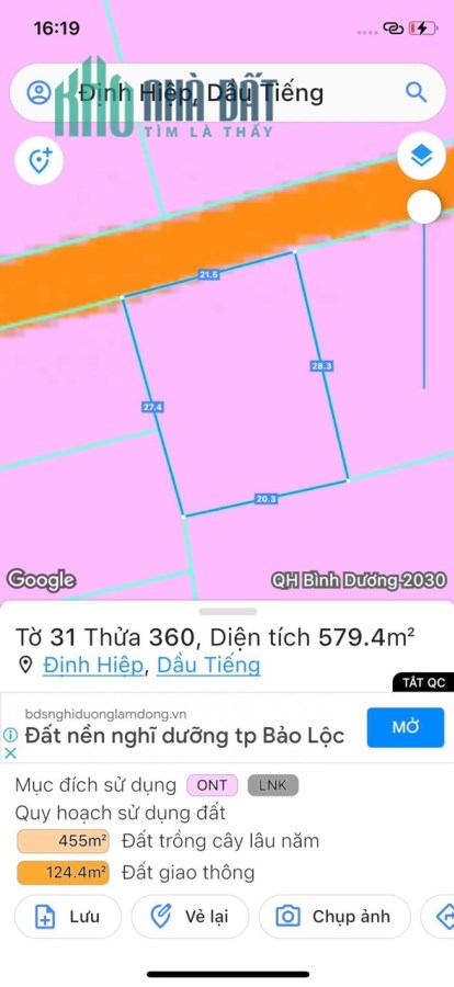 Xinh chào anh chị, Tấn sẽ giới thiệu đến anh chị lô đất thuộc Xã Định Hiệp, Dầu Tiếng, Bình Dương