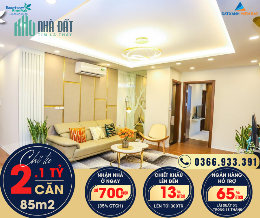 Căn hộ cao cấp 3PN 2WC tại toà River đẹp nhất dự án giá chỉ 2,1 tỷ. 0366.933.391