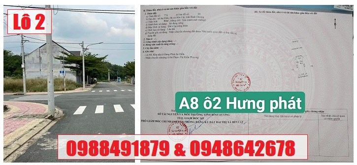 Chính chủ bán 2 lô đất khu Hưng Phát, Bến Cát, Bình Dương; 0988491879