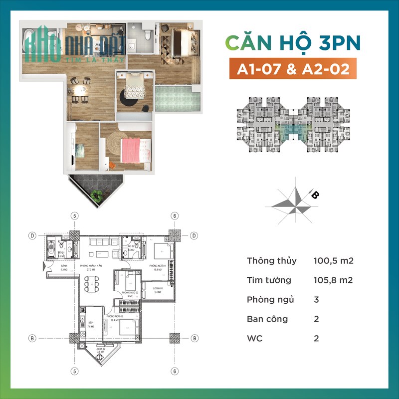 Căn hộ 3PN2WC giá từ 2.8 tỷ 106m2 Tecco Garden Thanh Trì