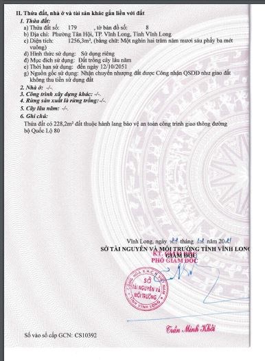 Chính chủ bán 4 lô đất Mặt tiền QL80, Phường Tân Hội, Tp. Vĩnh Long