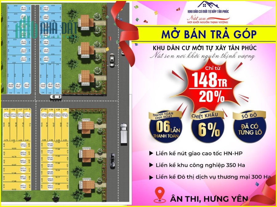 Cơ hội sở hữu ngay lô đất nền nằm ngay nút giao cao tốc chỉ với 148tr (20%).