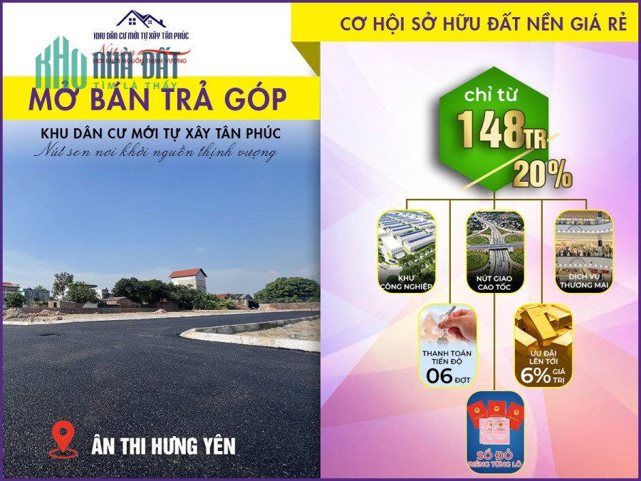 Chỉ với 148 triệu bạn đã có cơ hội sở hữu lô đất đường trải nhựa. Tại Hưng Yên