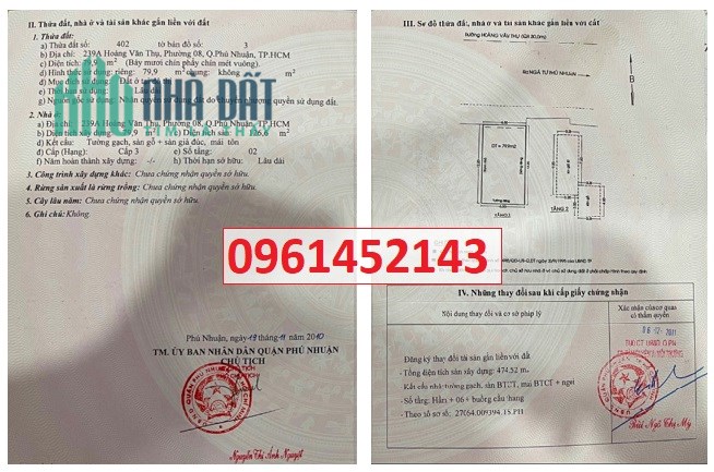 Bán toà nhà Văn Phòng mặt tiền 239A Hoàng Văn Thụ, P.8, Phú Nhuận; 45 tỷ; 0961452143