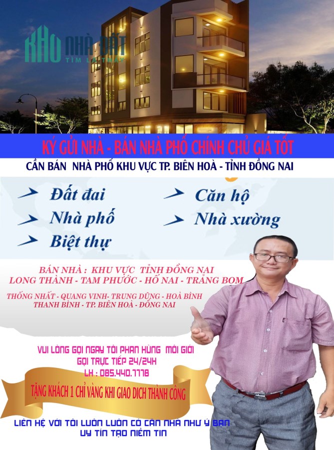 BÁN NHÀ BIỆT THỰ 299m2, - HXH , PHƯỜNG TAM HIỆP , TP.BIÊN HÒA , GIÁ TẦM 8,7 TỶ , THƯƠNG LƯƠNG