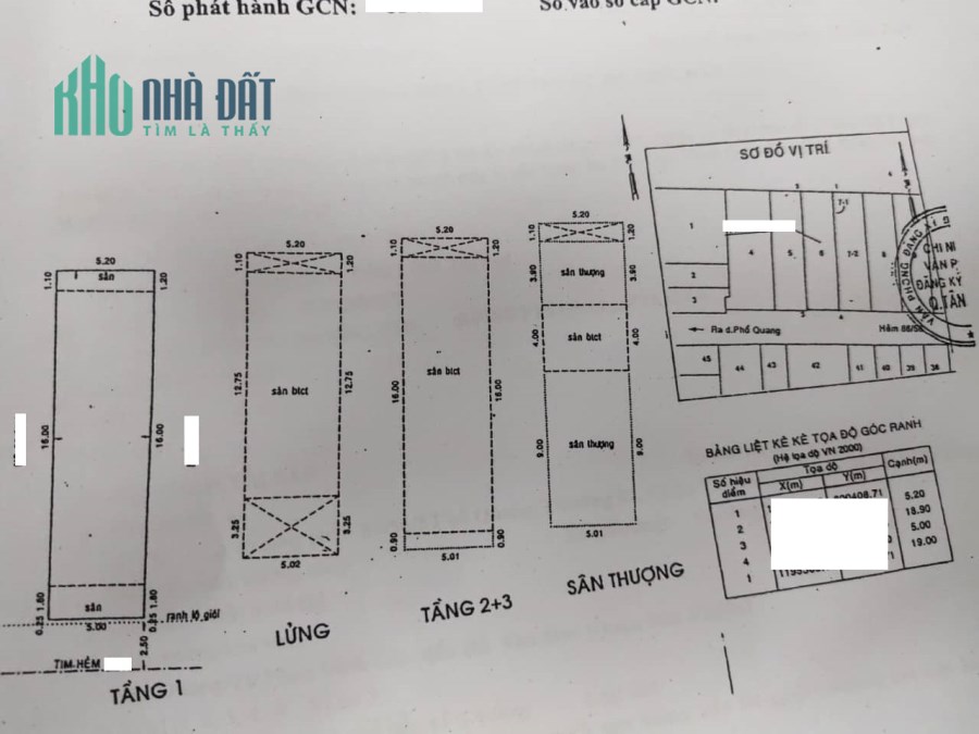 Ngang 5M Phổ Quang Tân Bình 4 tầng hẻm 6M kế chung cư The Botanica