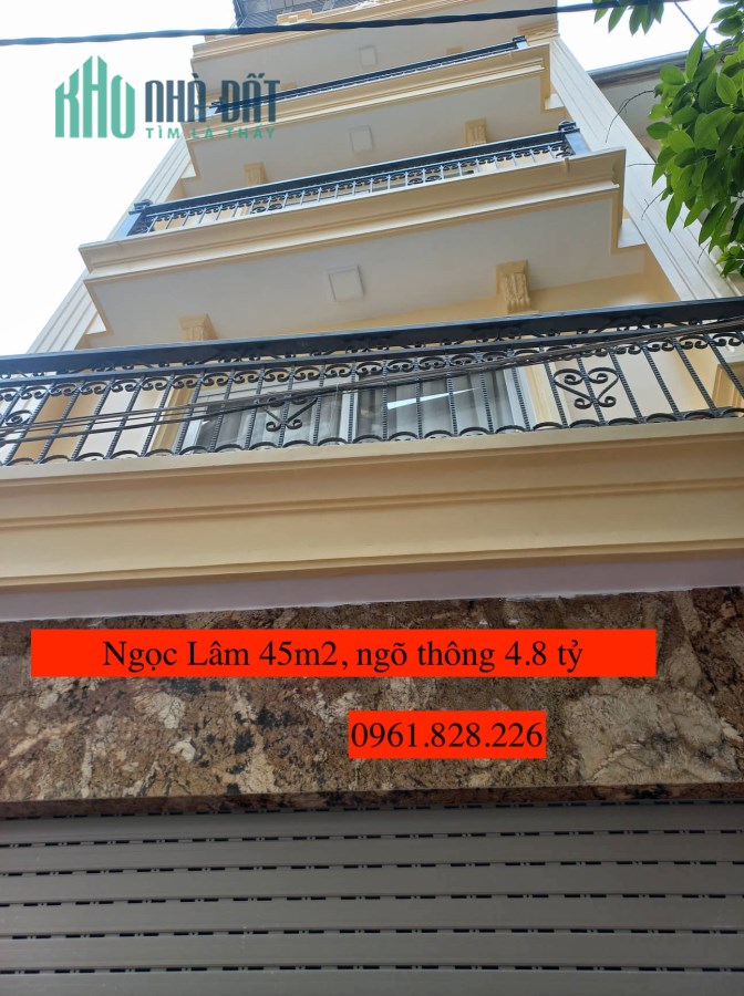 Phố Ngọc Lâm nhà đẹp 45m2 ngõ thông gần ô tô, mt 5m, 4.8 tỷ