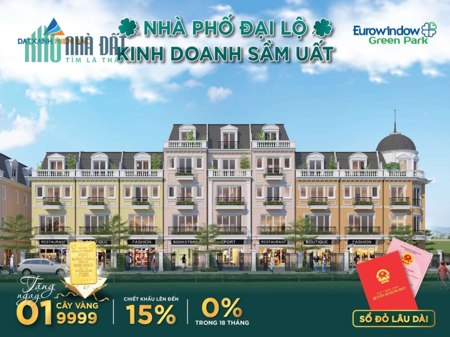 Duy nhất 9 căn shophouse ngoại giao Eurowindow Green Park giá từ 3 tỷ, sổ đỏ từng căn