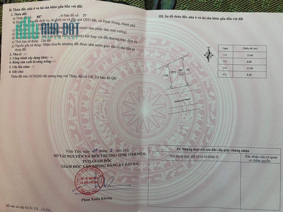 Cần bán 118m2 đất kinh doanh tại Định Trung, Vĩnh yên, Vĩnh Phúc.giá: 4,75 tỷ. Liên hệ: 0986.797.222