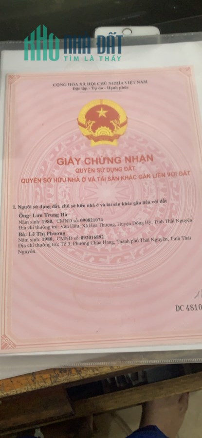 Bán nhanh lô đất full thổ cư - Mặt đường quốc lộ 1B, TP Thái Nguyên