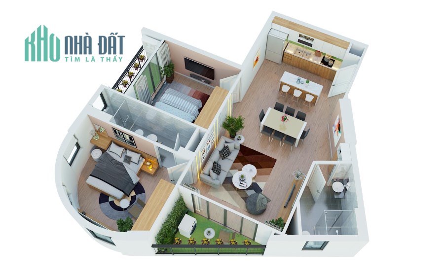 Giá chủ đầu tư căn góc view sông 2PN, 2WC giá 2.1 tỷ 85m2 - 0965172574