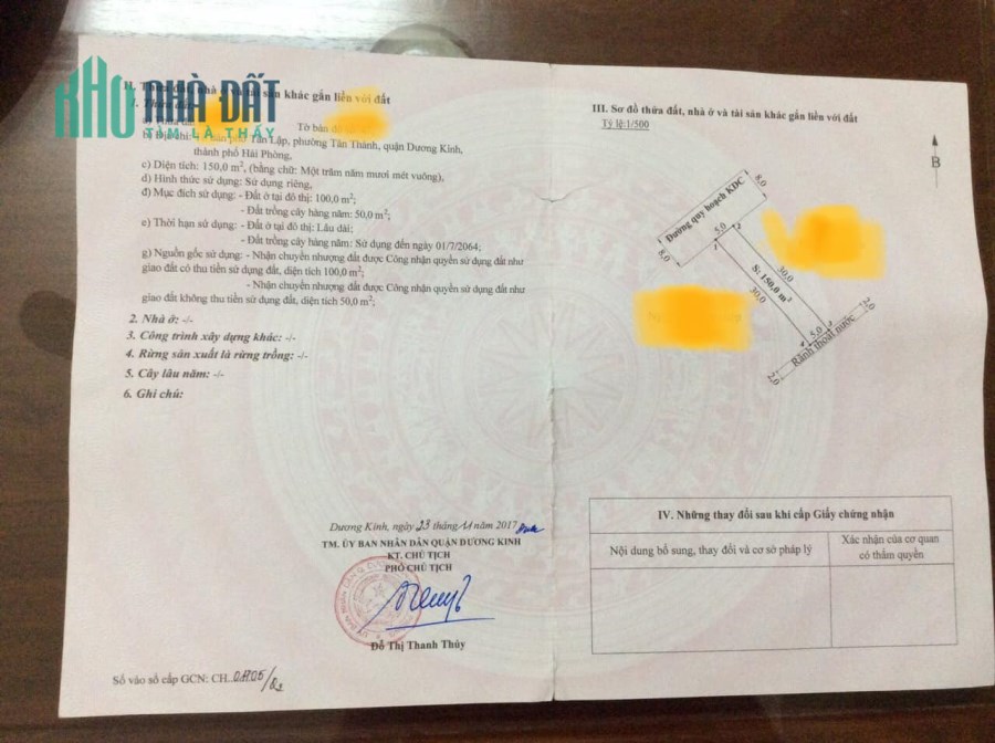 150m2 Tân Thành, Dương Kinh , Hải Phòng 1,6 tỷ