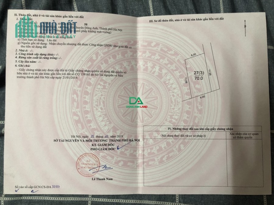Chính chủ Bán 70m đất Đông Ngàn Đông Hội Đông Anh gần cầu Đông Trù.
