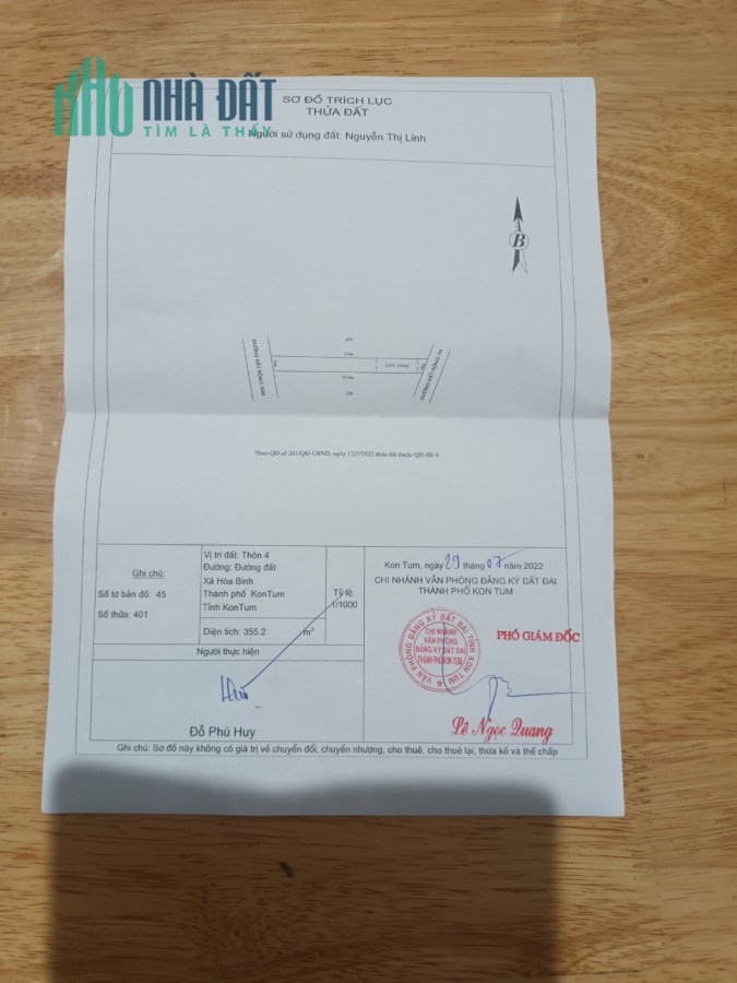 CHÍNH CHỦ CẦN BÁN LÔ ĐẤT 2 MẶT TIỀN THÔN 4 - XÃ HOÀ BÌNH - THÀNH PHỐ KON TUM - TỈNH KON TUM