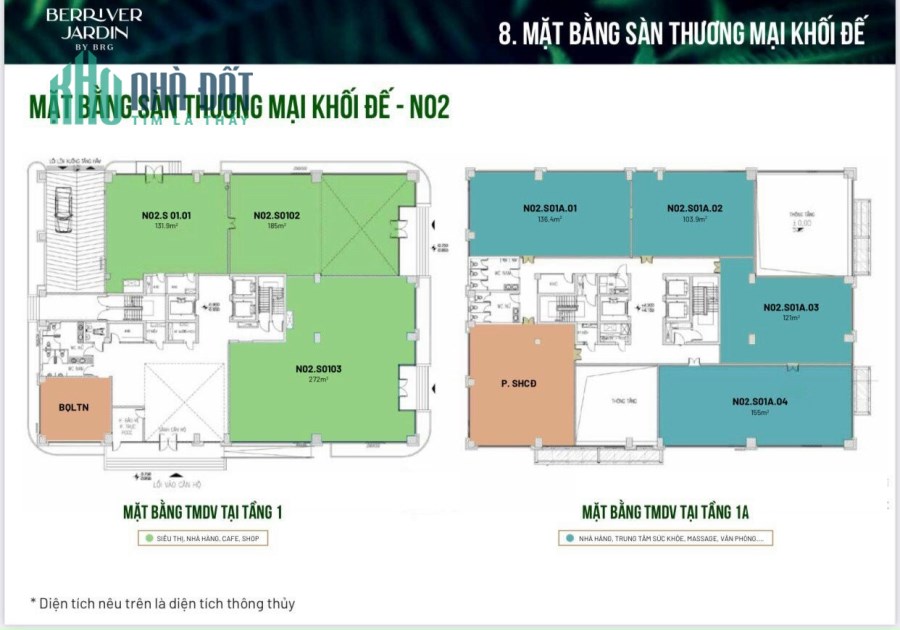 Quỹ ngoại giao Shophouse chân đế NO2 NO4 NO5 chung cư Berriver Jardin 390 Nguyễn Văn Cừ