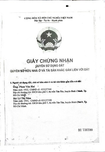 CHÍNH CHỦ CẦN BÁN ĐẤT ĐƯỜNG NGUYỄN HỮU TRÍ, THỊ TRẤN TÂN TÚC, BÌNH CHÁNH, HỒ CHÍ MINH.