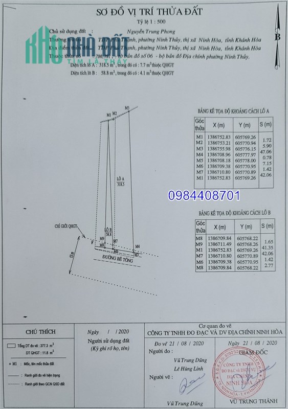 Bán đất Dốc Lết, phường Ninh Thủy 377m2 giá chỉ 3 tỷ 2 - Đất Cường Vân Phong