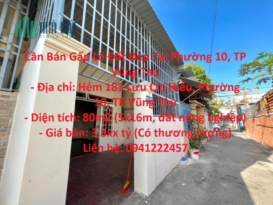 Cần Bán Gấp Lô Đất Đẹp Tại Phường 10, TP Vũng Tàu