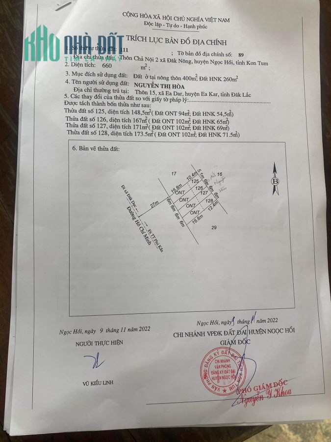 CẦN BÁN NHANH LÔ ĐẤT ĐẸP GẦN TRƯỜNG HỌC TẠI XÃ ĐĂK NÔNG - NGỌC HỒI - KON TUM