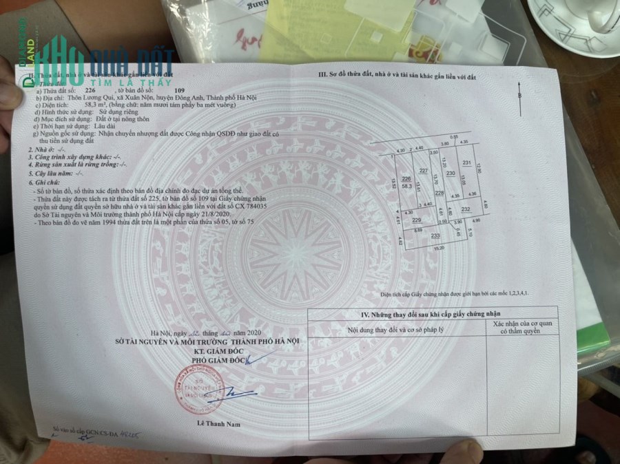 Bán 58,3m2 đất Lương Quy, Xuân Nộn, Đông Anh.