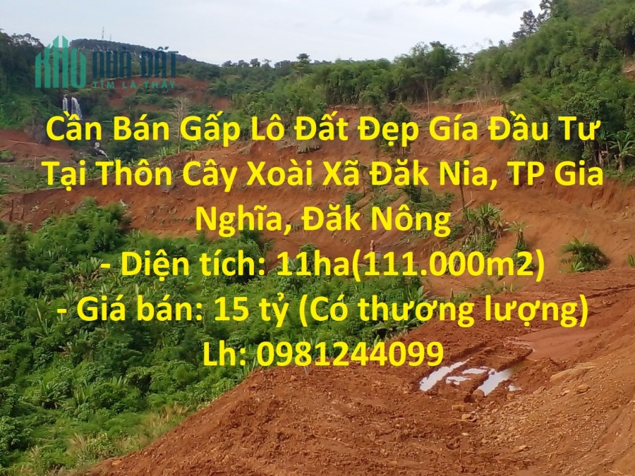 Cần Bán Gấp Lô Đất Đẹp Gía Đầu Tư Tại Thôn Cây Xoài Xã Đăk Nia, TP Gia Nghĩa, Đăk Nông