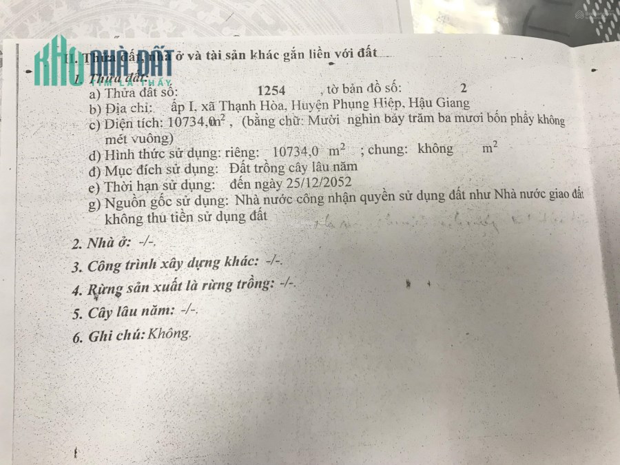 Cơ hội sở hữu 17,848m2 đất thuộc Ấp 1, Xã Thạnh Hòa, Huyện Phụng Hiệp, Hậu Giang