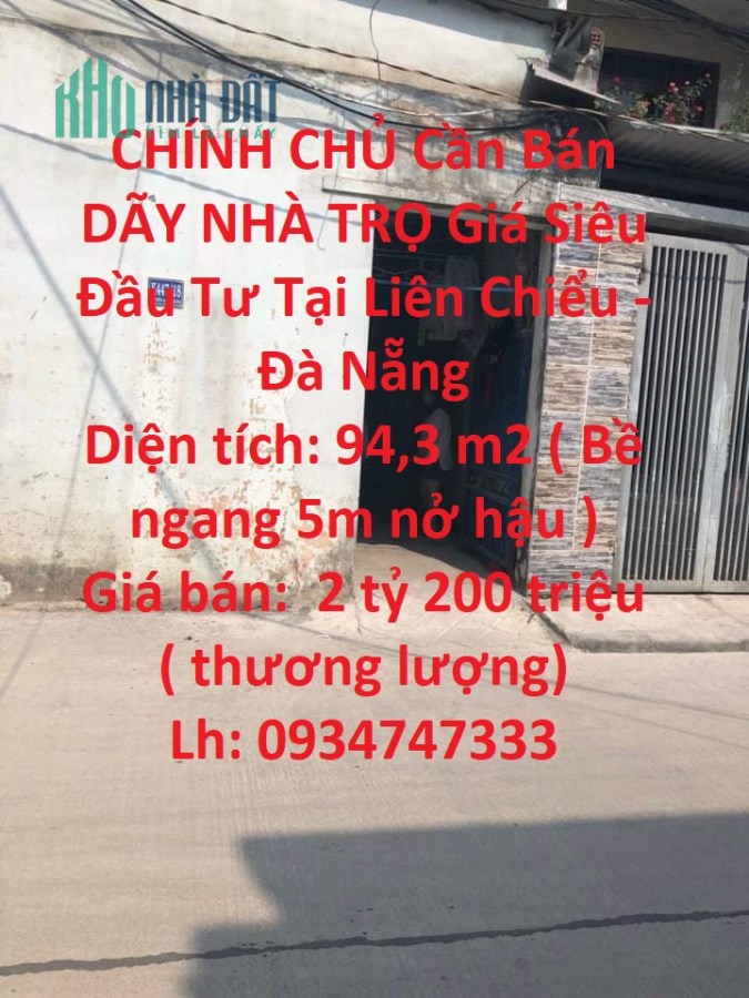 CHÍNH CHỦ Cần Bán DÃY NHÀ TRỌ Giá Siêu Đầu Tư Tại Liên Chiểu - Đà Nẵng