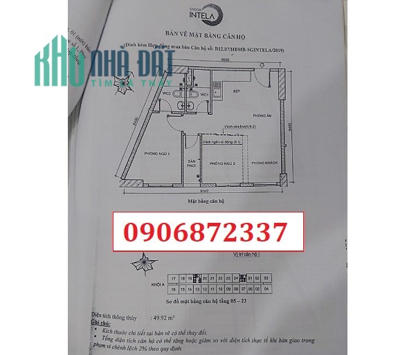 Bán căn góc Sài Gòn Interla 56m2 xã Phong Phú, Bình Chánh, 1,5tỷ; 0906872337