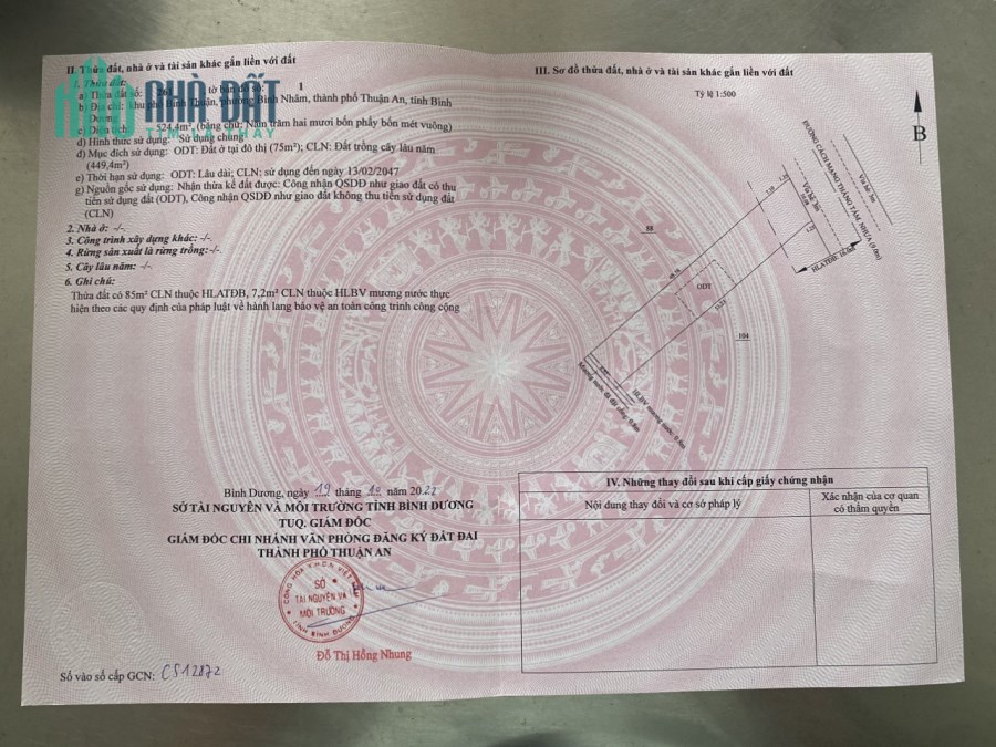 Cần bán đất đường ĐT 745, khu phố Bình Thuận, P. Bình Nhâm, Thuận An, Bình Dương.