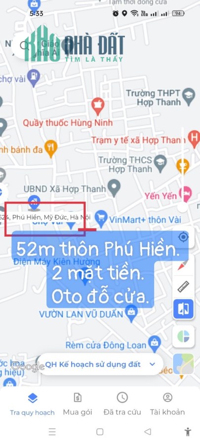CHÍNH CHỦ CẦN BÁN ĐẤT TẠI THÔN PHÚ HIỀN - XÃ HỢP THANH - MỸ ĐỨC - HÀ NỘI