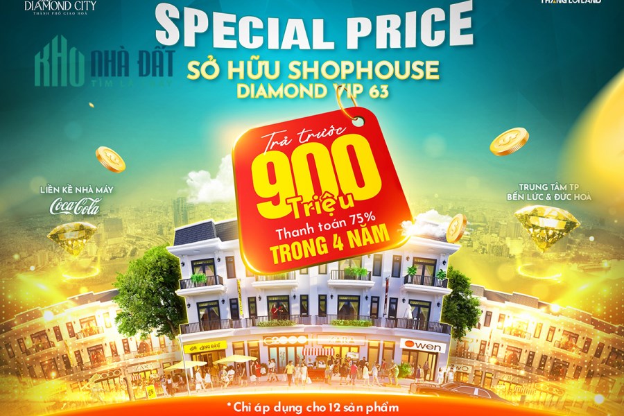 Nhà phố Diamond City mặt tiền đường 34m, đối diện Quảng trường Hà Lan