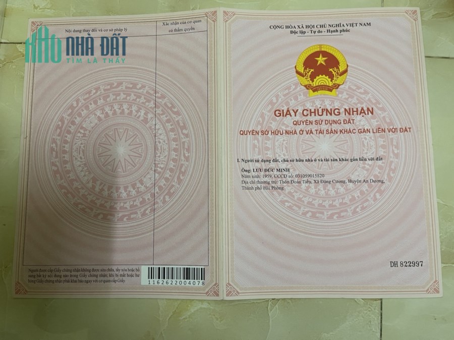 50m2 trục chính Đặng Cương, An Dương giá chỉ 9xx triệu bán lấy tiền đầu tư hàng tết