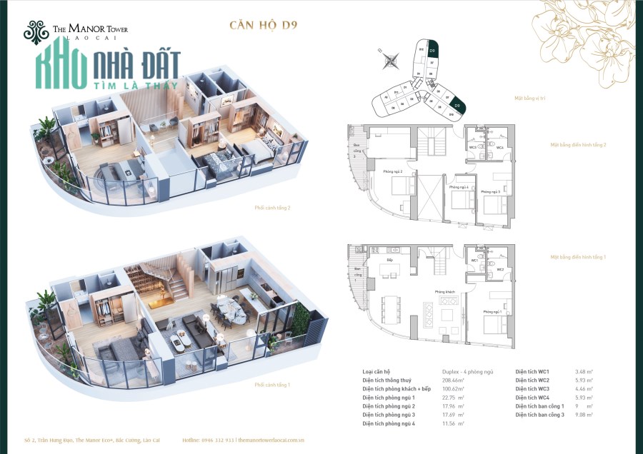 Biệt thự trên không của Vip nhất Lào Cai chung cư The Manor Tower giá 4.718 tỷ