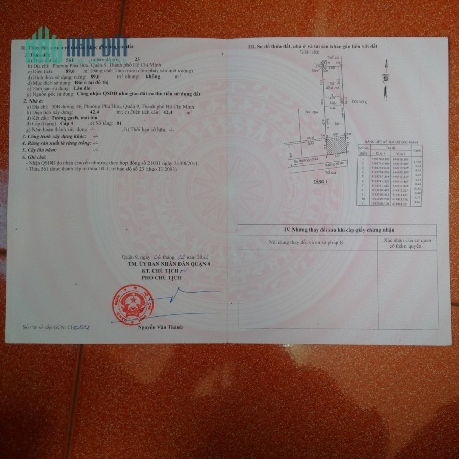 Chính chủ bán lô đất tặng căn nhà cấp 4 vị trí đẹp ngay đường 46, Phường Phú Hữu (Quận 9 cũ), Thành