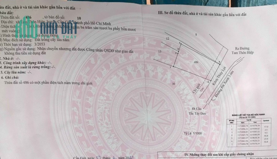 Bán đất Tam Thôn Hiệp, Cần Giờ: 23 x 52, giá 6,1 tỷ
