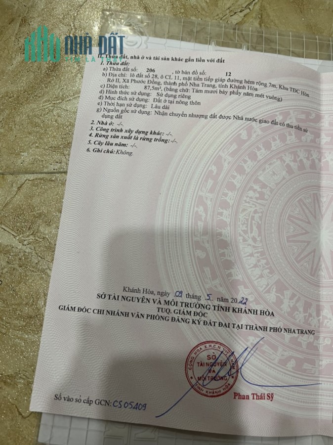 BÁN ĐẤT TĐC HÒN RỚ 2, PHƯỚC ĐỒNG, NHA TRANG