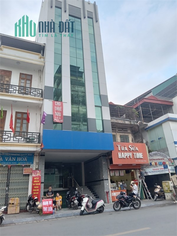 TÒA NHÀ 9 TẦNG THANG MÁY ĐẸP NHẤT MẶT PHỐ BẠCH MAI–8 NỔI 1 HẦM–HSUAT 250TR/THÁNG – 165M2 – MT 7M-