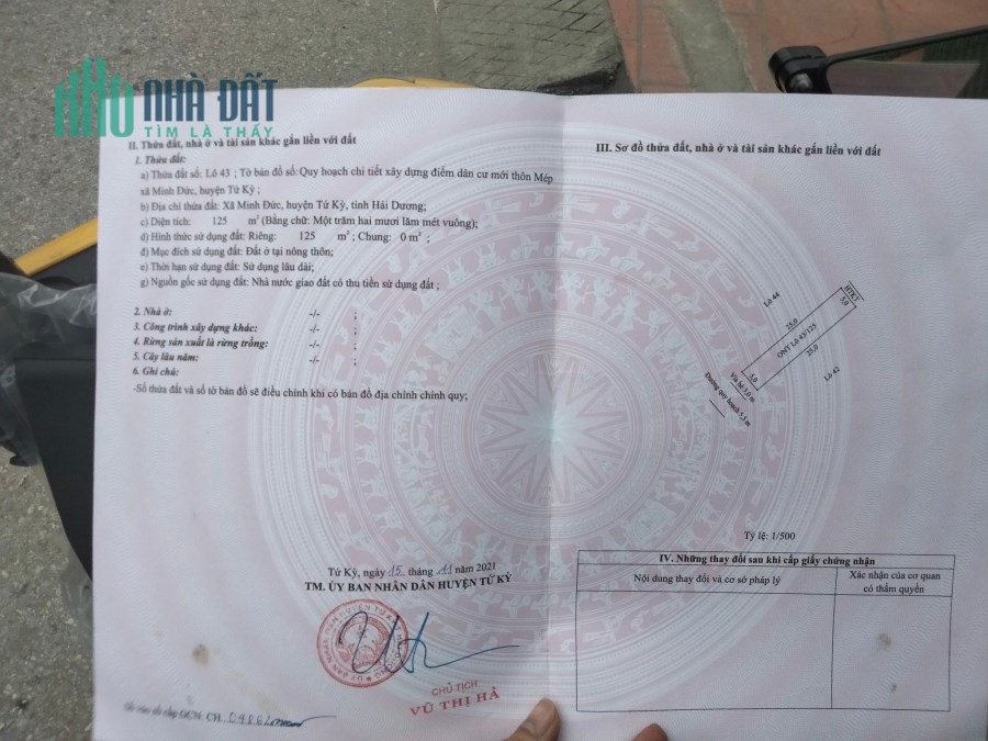 Cần ra đi gấp Lô Đất Đẹp ko tì vết tại Mép - Minh Đức - Tứ Kỳ