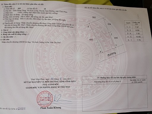 Chính chủ cần bán lô đất tại Thôn Đồng Vang , xã Kim Long , huyện Tam Dương , tỉnh Vĩnh Phúc