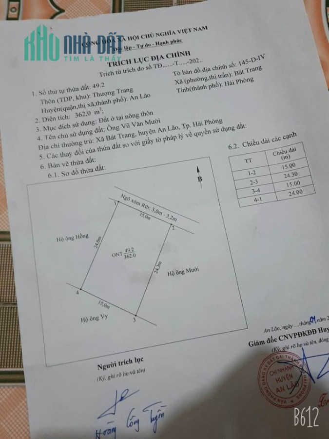 BÁN GẤP LÔ Đất TẠI BÁT TRANG