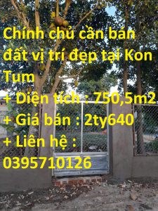 Chính chủ cần bán đất vị trí đẹp tại Kon Tum